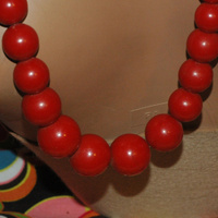 Red Necklace With Large Plastic Beads