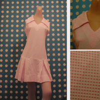 1960's  "tennis dress", Pink polka dots on white