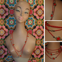 Red Beads With Roundels Necklace