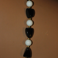 Necklace With Black White And Brass Beads