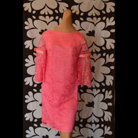 Pink lace dress with trumpet sleeves