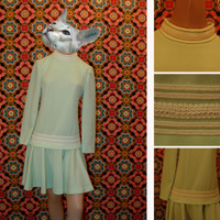 Mint green 1960's minidress with white trimming